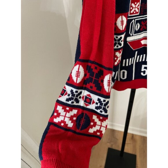 EUC NFL Patriots Sweater Touchdown Design Red & Blue 2XL - Picture 3 of 4